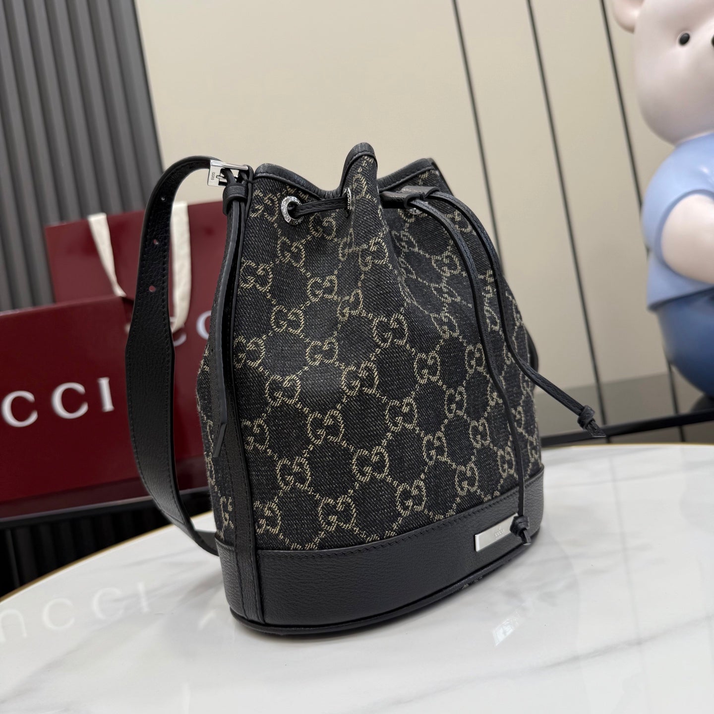 Gucci Black Nylon Drawstring Bag