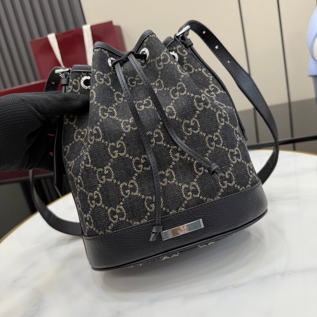 Gucci Black Nylon Drawstring Bag
