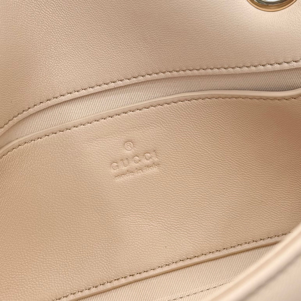 Gucci GG Marmont Pink Lambskin Leather Chain-Detail Double G Handbag