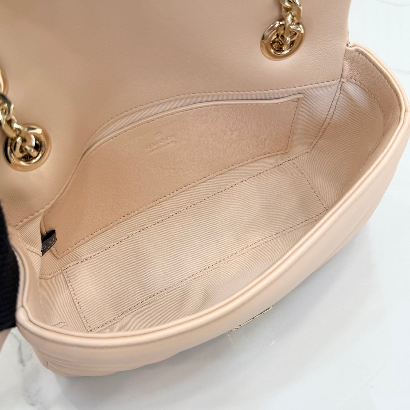 Gucci GG Marmont Pink Lambskin Leather Chain-Detail Double G Handbag