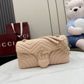 Gucci GG Marmont Pink Lambskin Leather Chain-Detail Double G Backpack