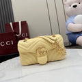 Gucci GG Marmont Yellow Lambskin Leather Chain-Detail Double G Handbag