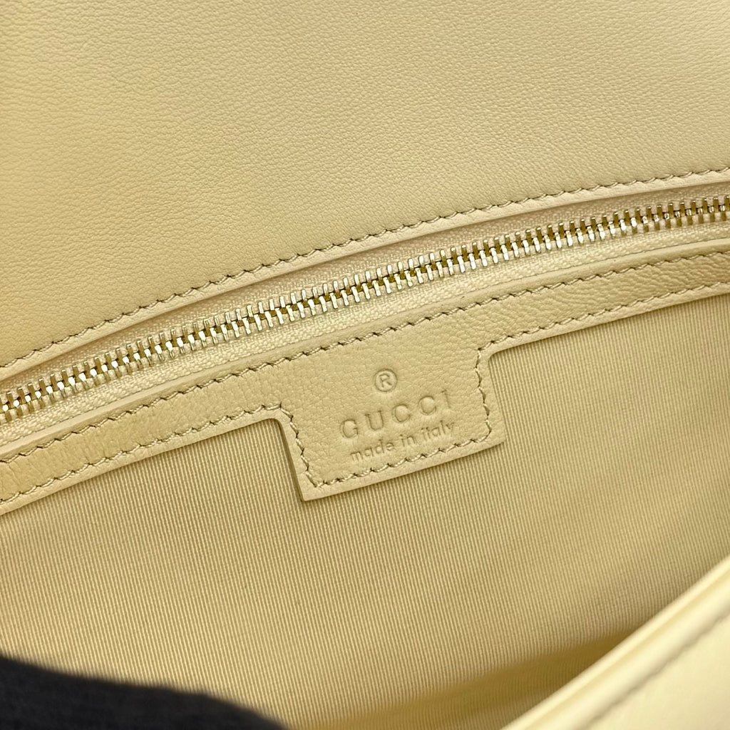 Gucci GG Marmont Yellow Lambskin Leather Chain-Detail Double G Backpack