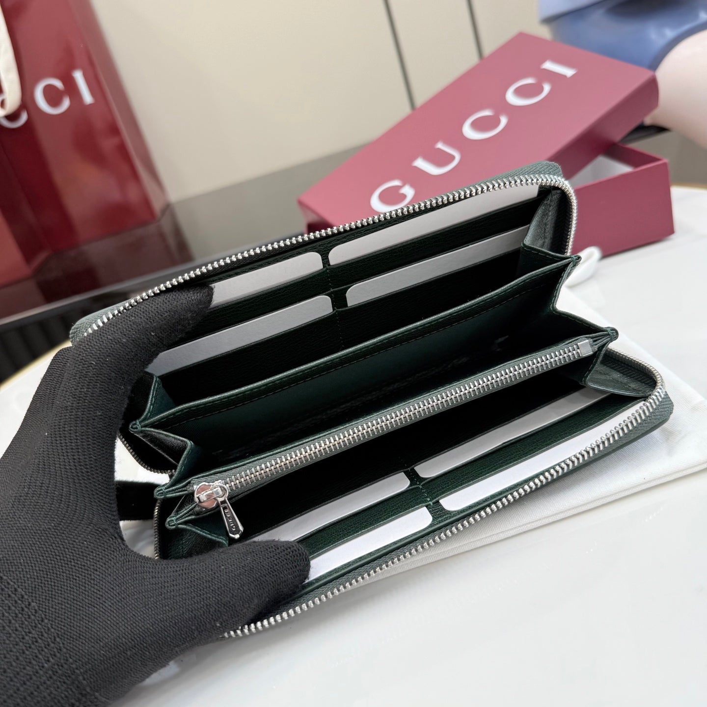 Gucci Green Leather Clutch