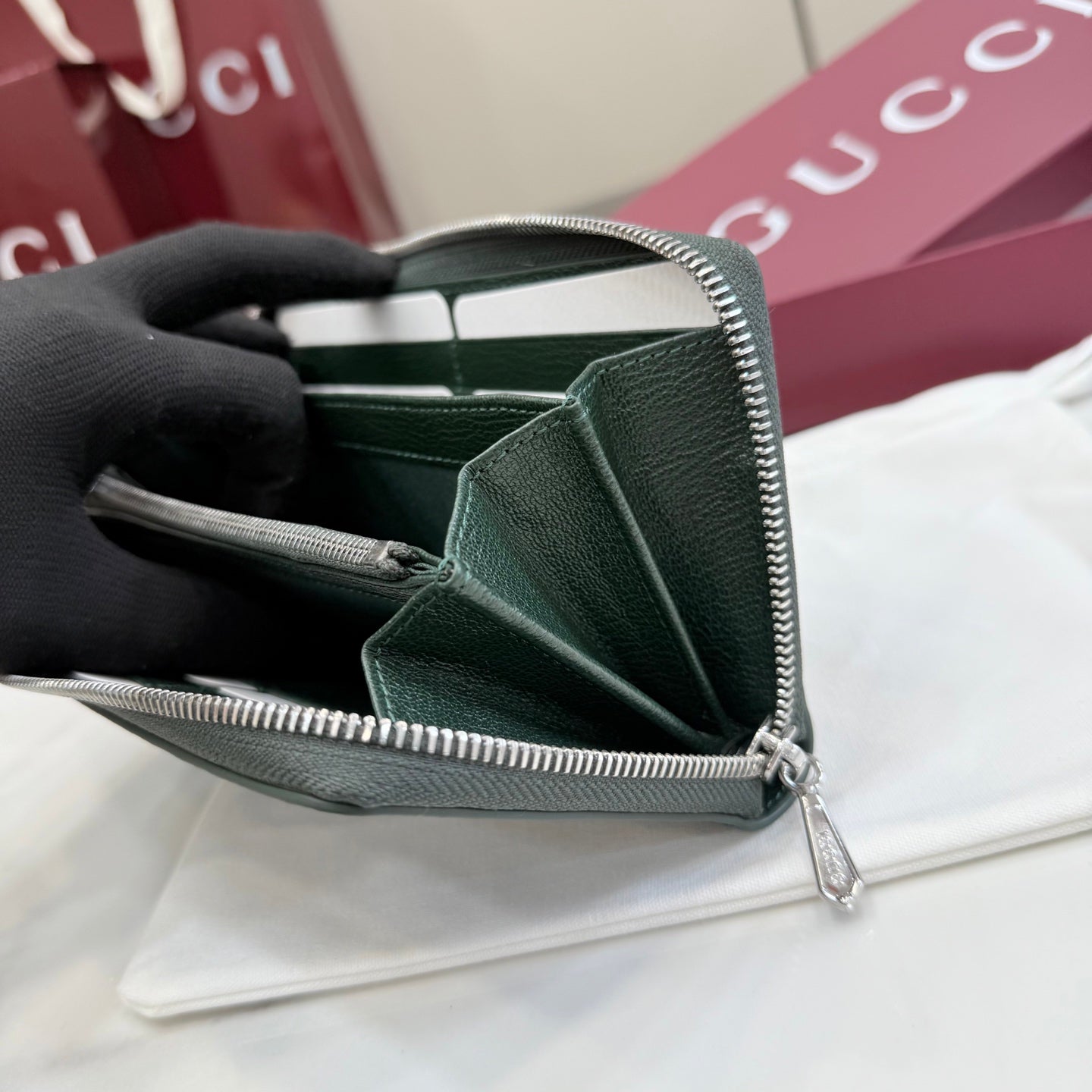 Gucci Green Leather Clutch