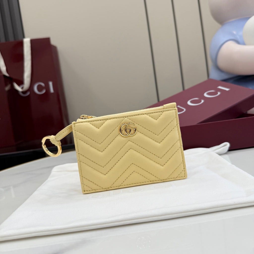 Gucci GG Marmont Black Leather Double G Quilted Key Case