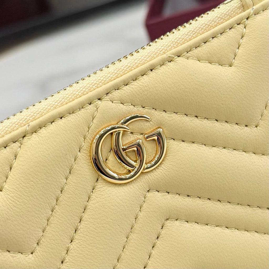 Gucci GG Marmont Black Leather Double G Quilted Key Case