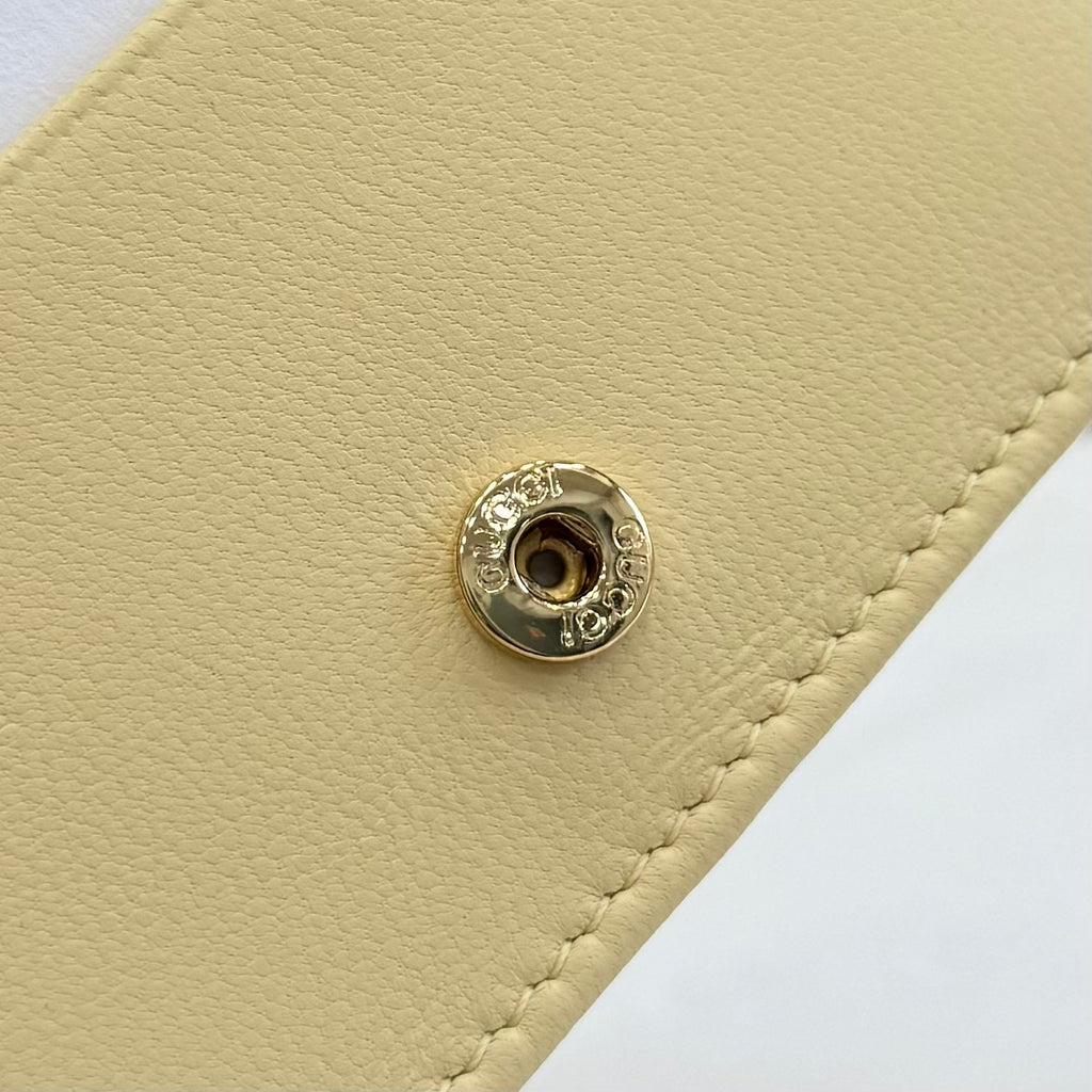 Gucci GG Marmont Yellow Lambskin Leather Double G Quilted Wallet
