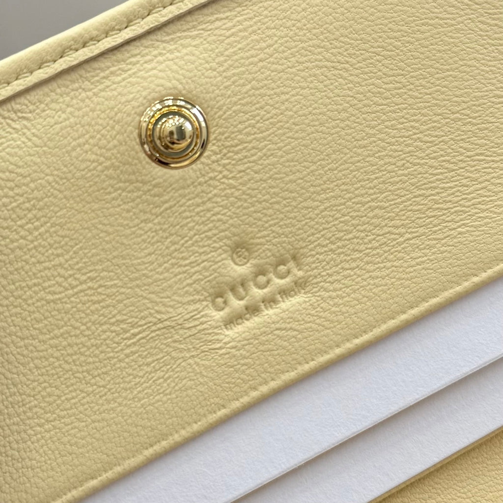 Gucci GG Marmont Yellow Lambskin Leather Double G Quilted Wallet