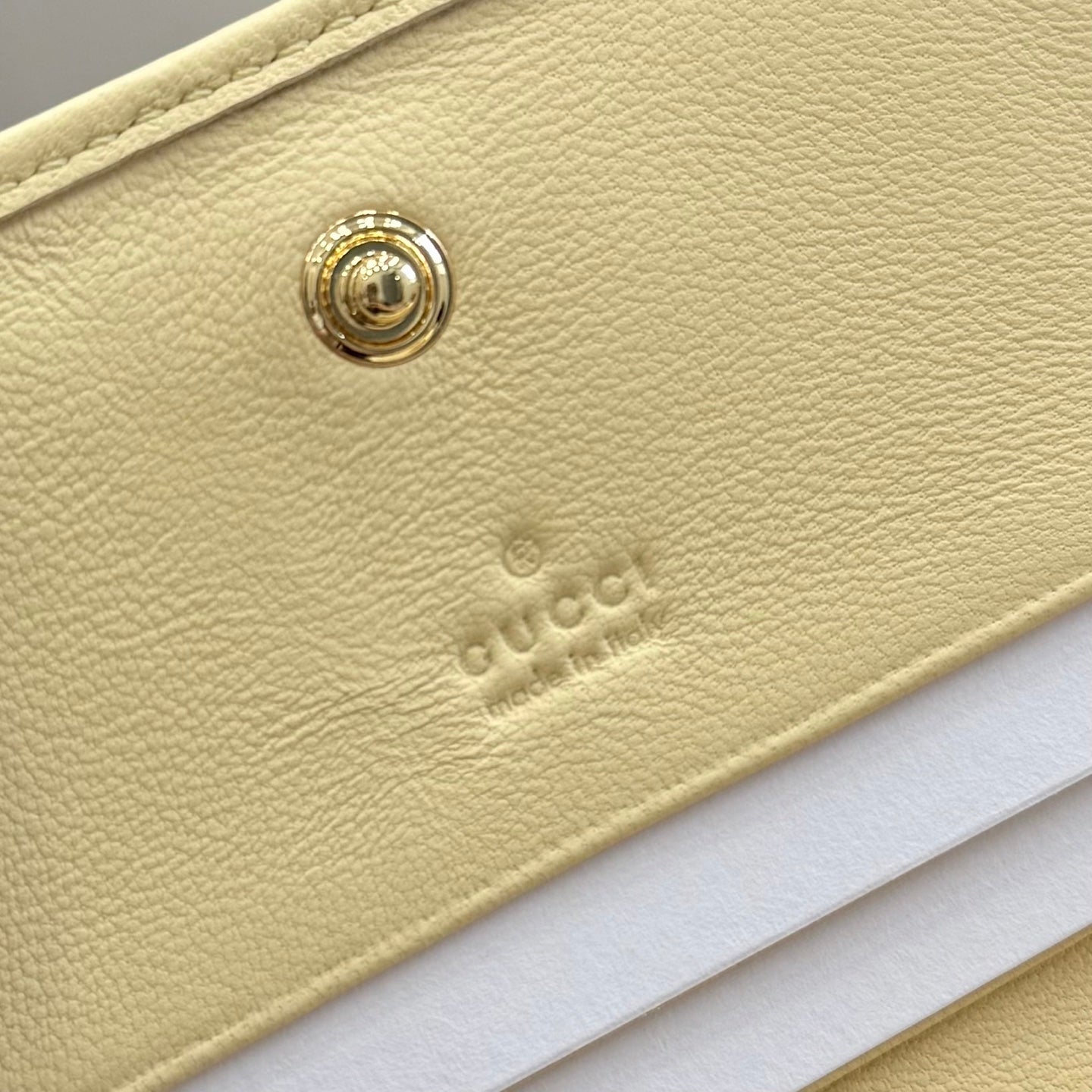 Gucci GG Marmont Yellow Lambskin Leather Double G Quilted Wallet