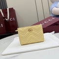 Gucci GG Marmont Yellow Leather Double G Quilted Card Holder