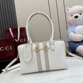 Gucci Black Leather Horsebit Striped Handbag