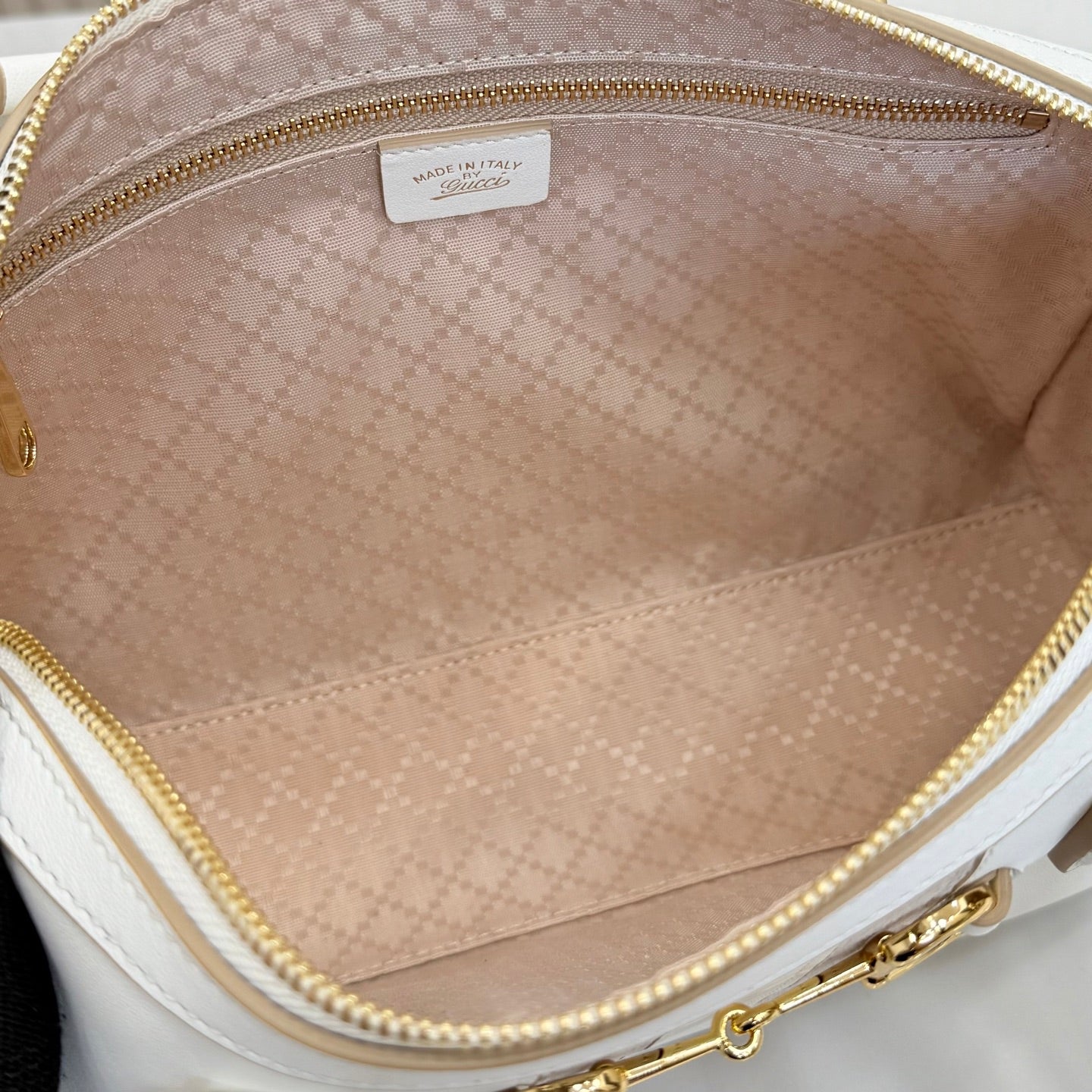 Gucci Black Leather Horsebit Striped Handbag