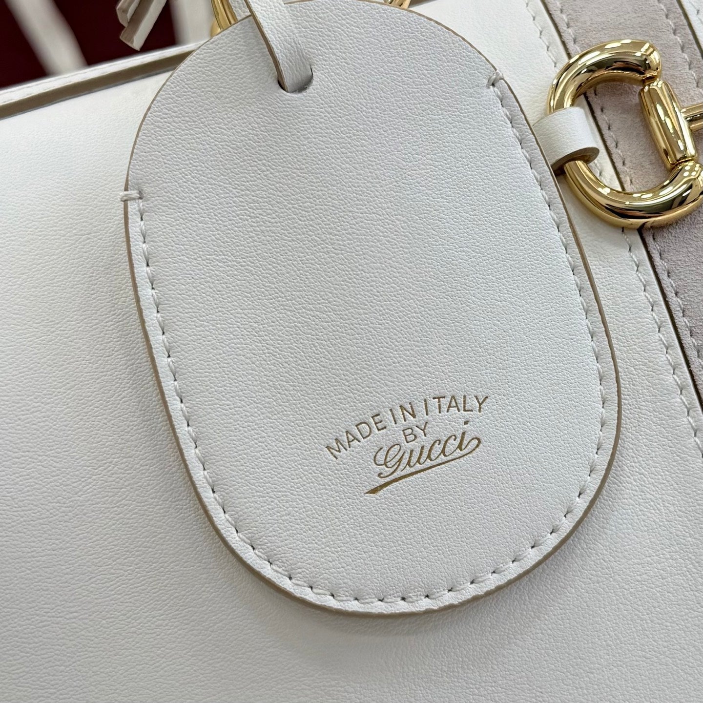 Gucci White Leather Horsebit Striped Quilted Handbag