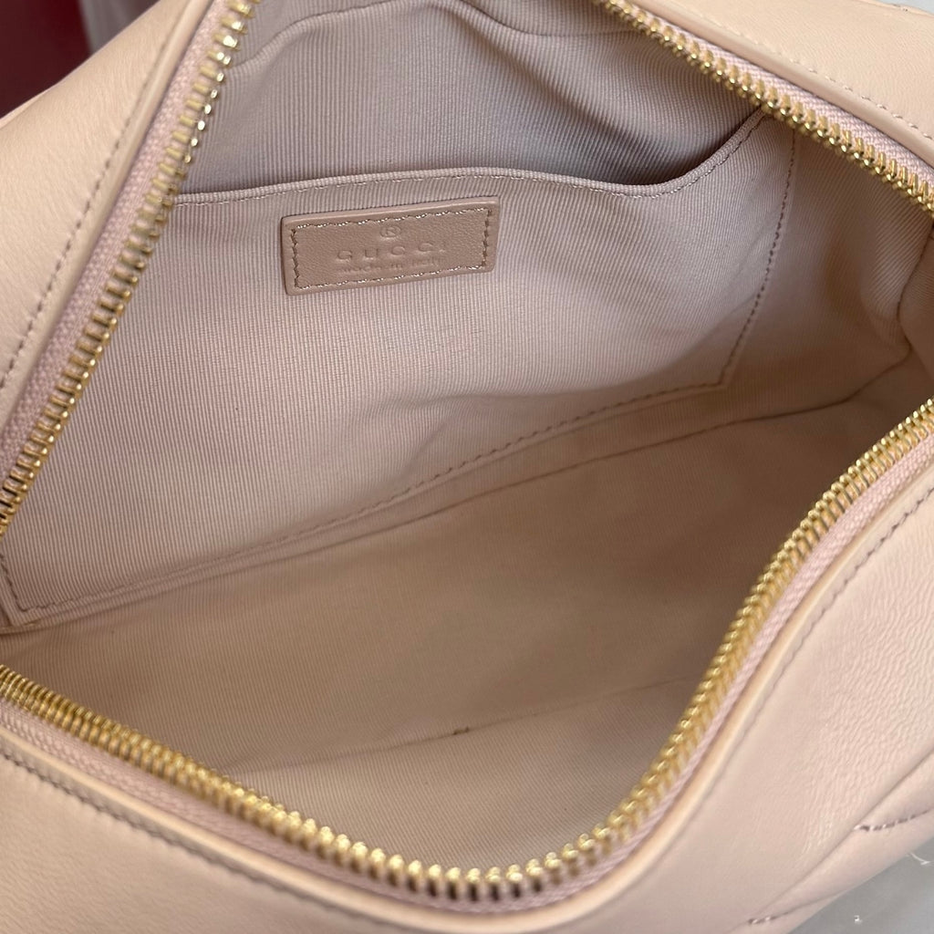 Gucci GG Marmont Beige Lambskin Leather Double G Quilted Backpack