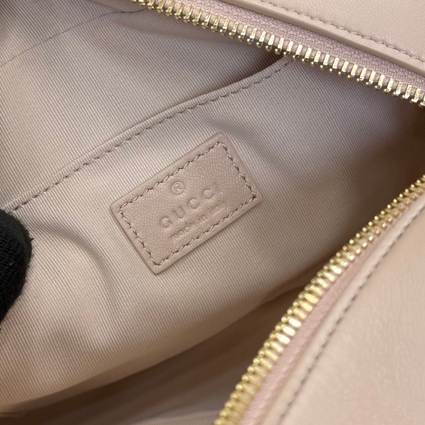 Gucci GG Marmont Beige Lambskin Leather Double G Quilted Backpack