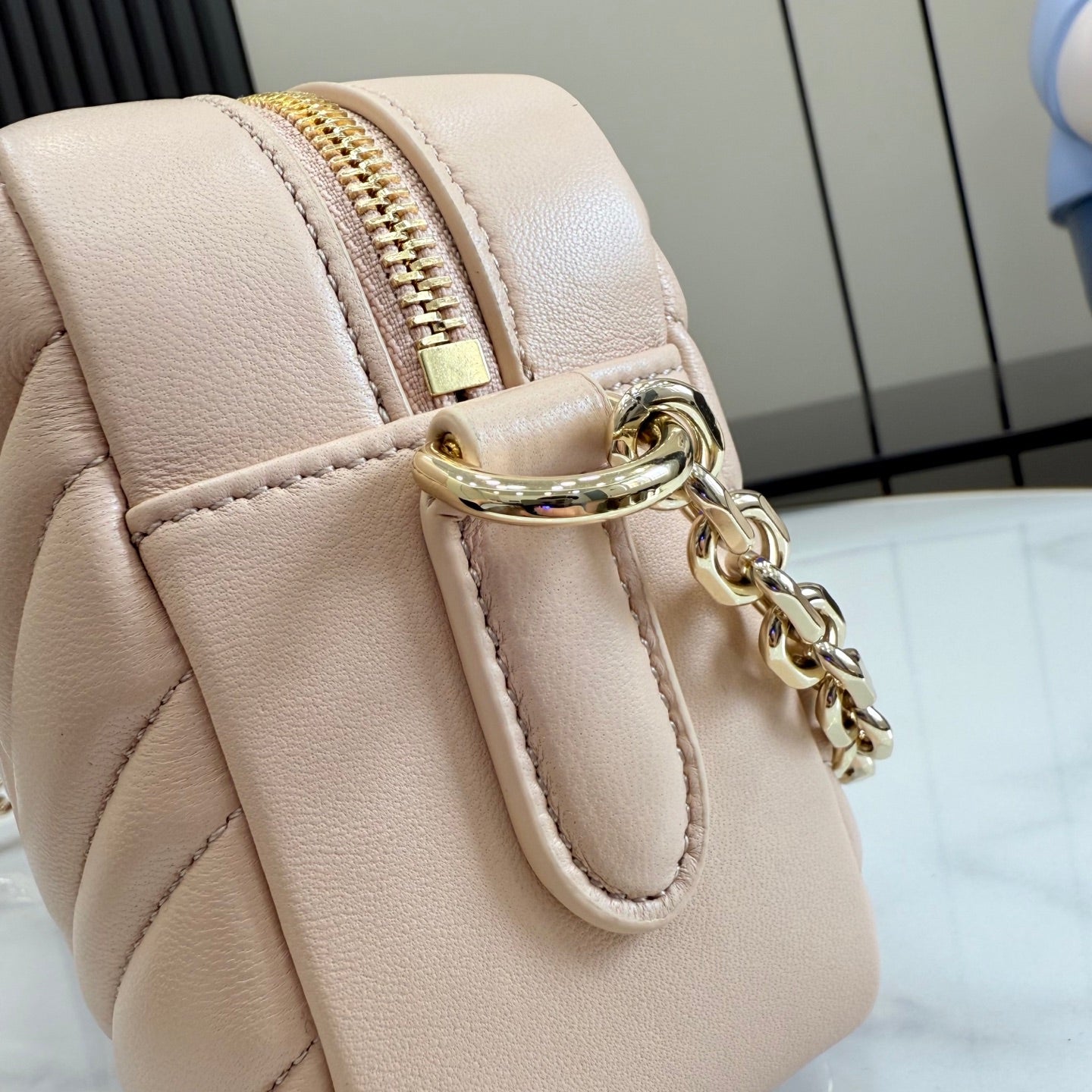 Gucci GG Marmont Beige Lambskin Leather Double G Quilted Backpack