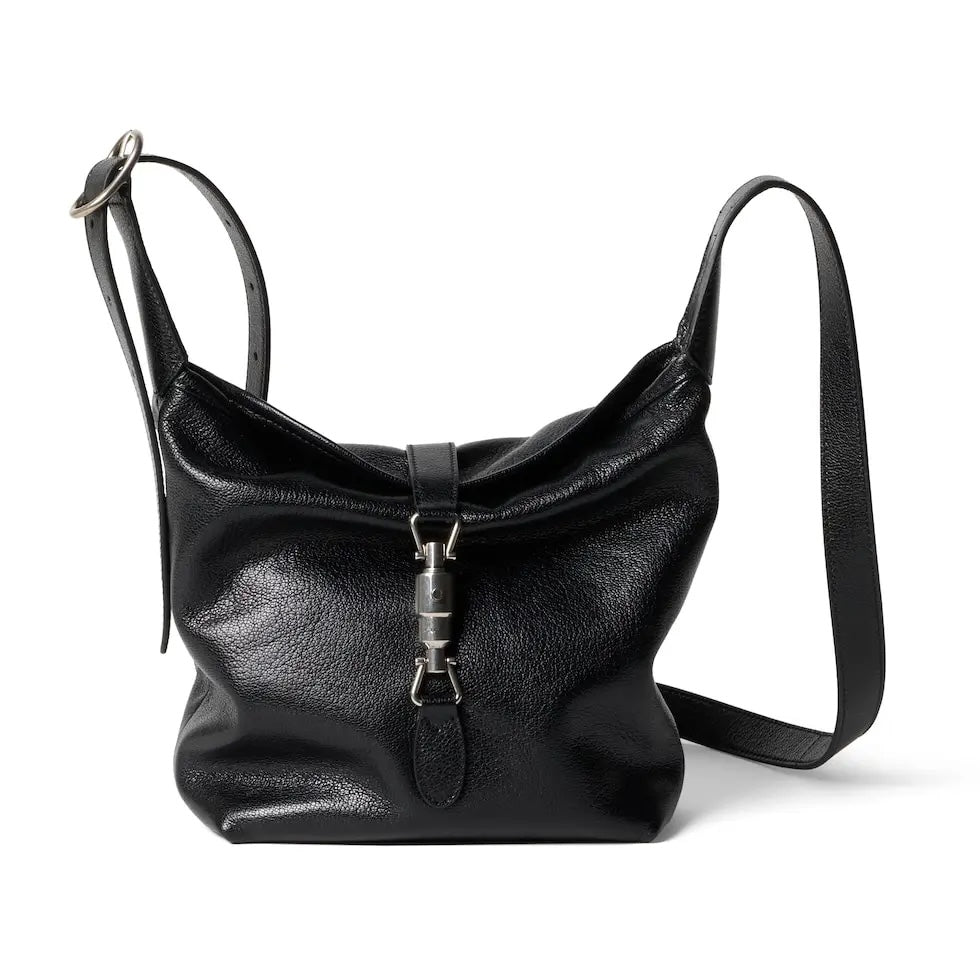 Gucci Black Leather Lock-Detail Lock Handbag