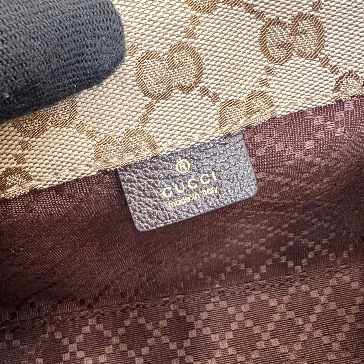 Gucci Brown Leather Lock-Detail Lock Quilted Tote Bag