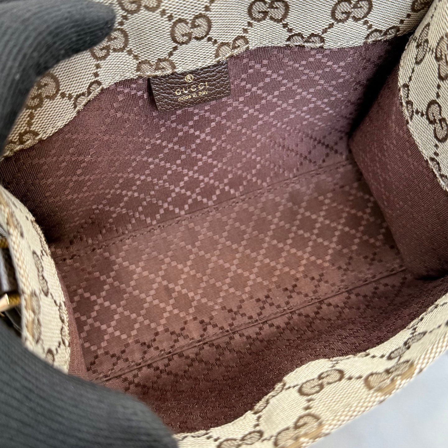 Gucci Brown Leather Lock-Detail Lock Quilted Tote Bag