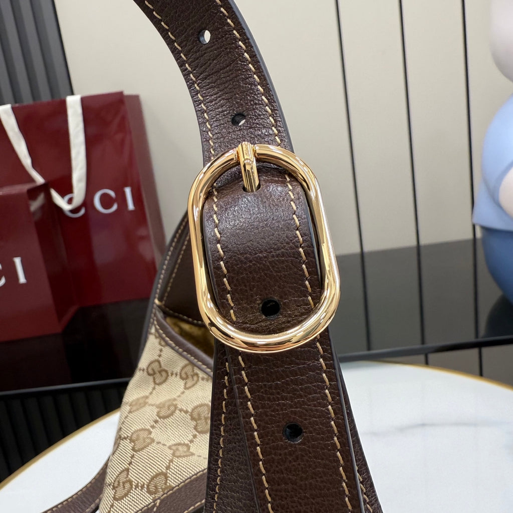 Gucci Brown Leather Lock-Detail Lock Tote Bag