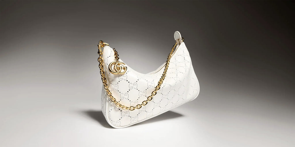 Miu Miu White Leather Letter-Motif Chain-Detail Chain-Strap Tote Bag
