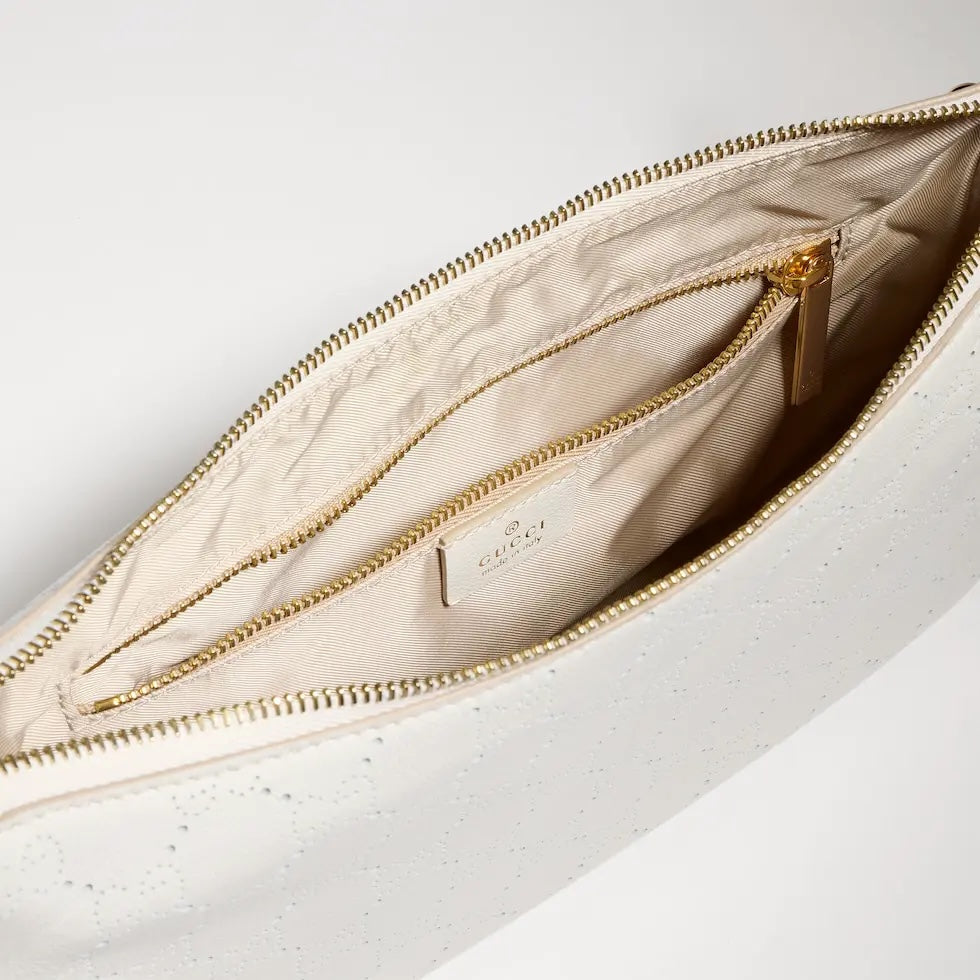 Miu Miu White Leather Letter-Motif Chain-Detail Chain-Strap Tote Bag