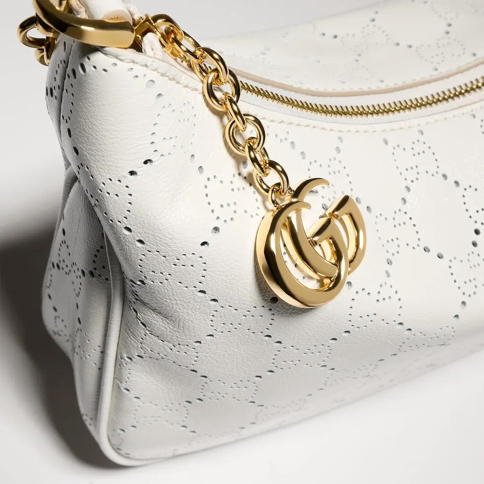 Miu Miu White Leather Letter-Motif Chain-Detail Chain-Strap Tote Bag