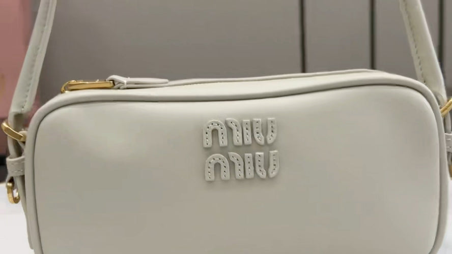 Miu Miu White Leather Butterfly-Motif Bow Butterfly Handbag