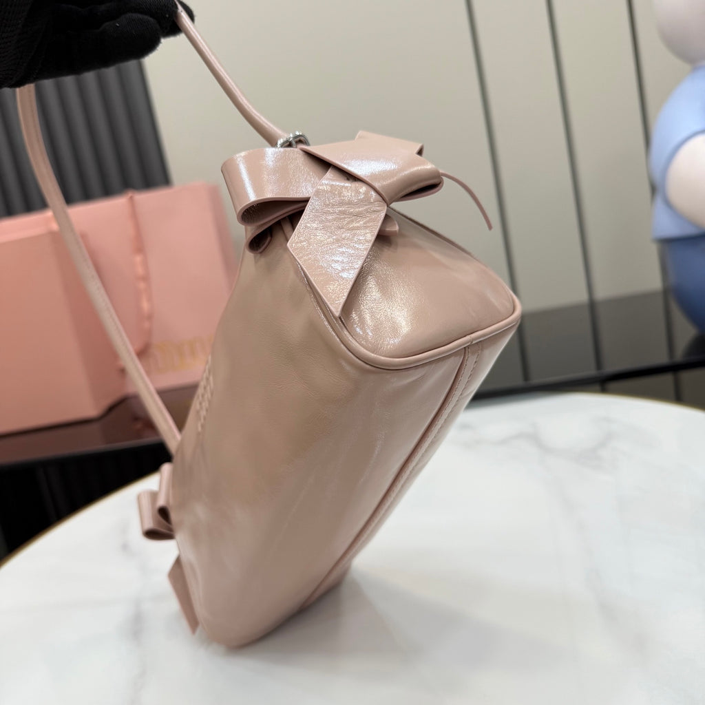 Miu Miu White Leather Butterfly-Motif Bow Butterfly Handbag