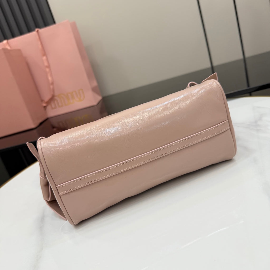 Miu Miu White Leather Butterfly-Motif Bow Butterfly Handbag