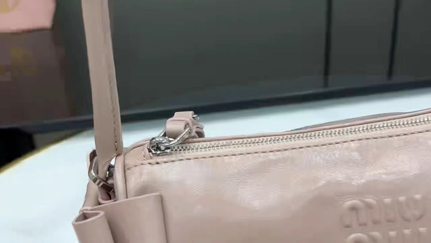 Miu Miu Pink Leather Letter-Motif Crossbody Bag