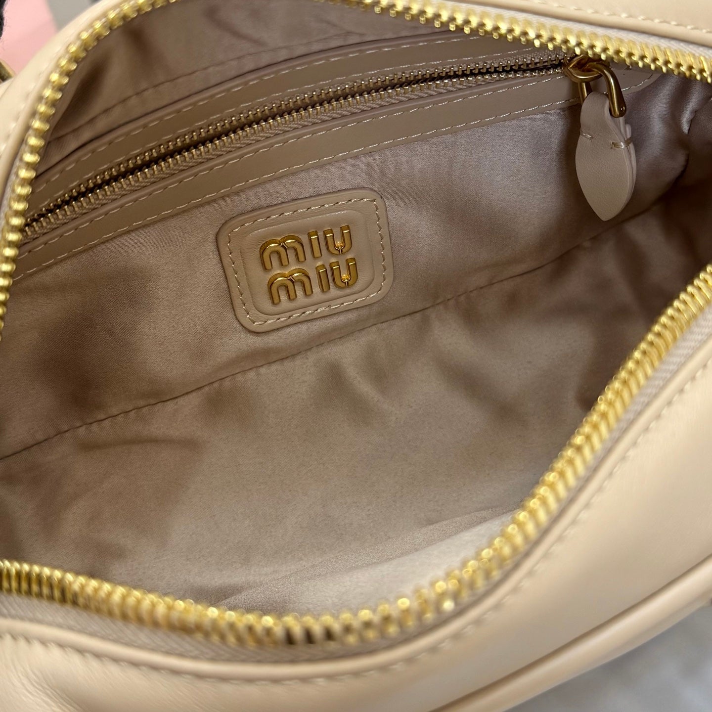 Miu Miu Pink Leather Letter-Motif Crossbody Bag