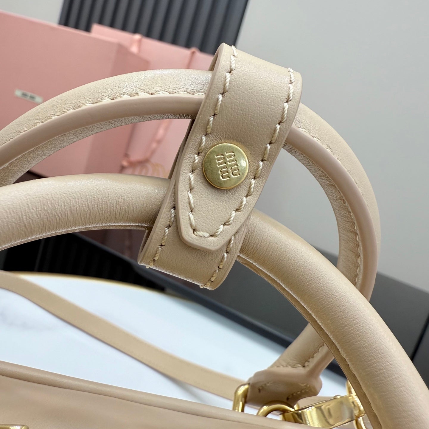 Miu Miu Pink Leather Letter-Motif Crossbody Bag