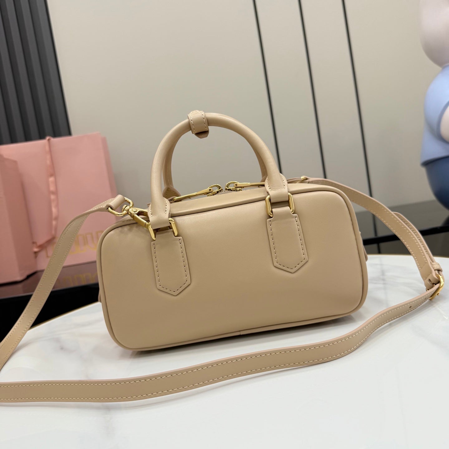 Miu Miu Pink Leather Letter-Motif Crossbody Bag