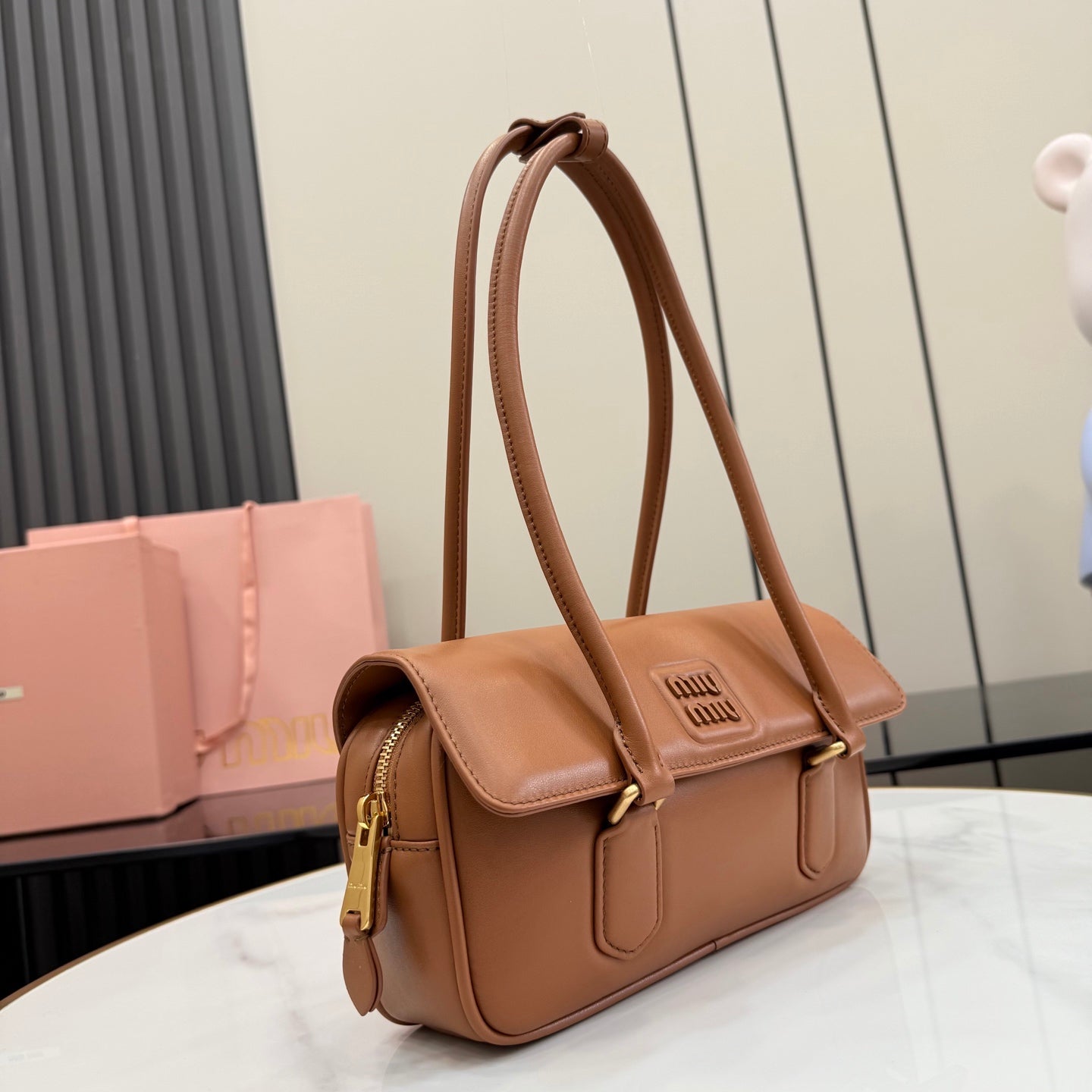 Miu Miu Brown Leather Backpack