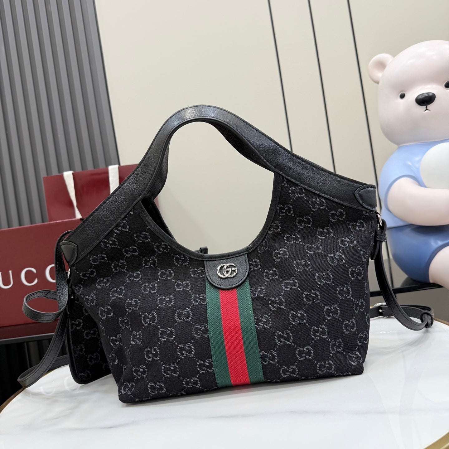 Gucci Light Blue Nylon Double G Tote Bag