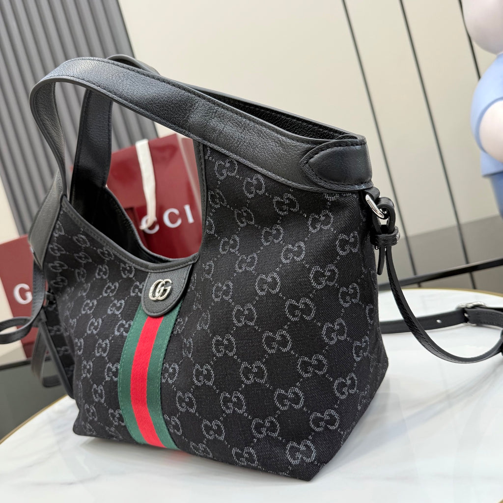 Gucci Light Blue Nylon Double G Tote Bag