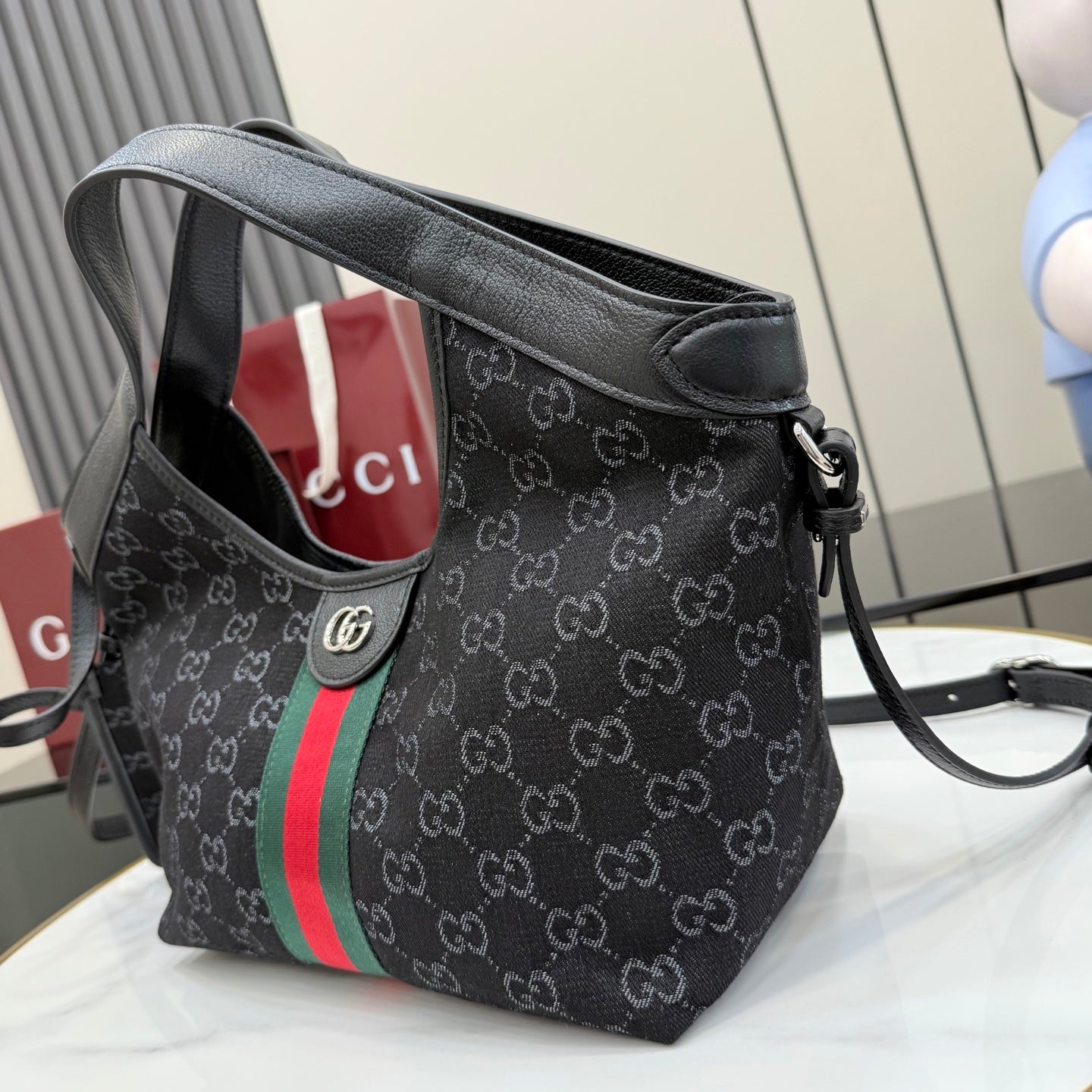 Gucci Light Blue Nylon Double G Tote Bag