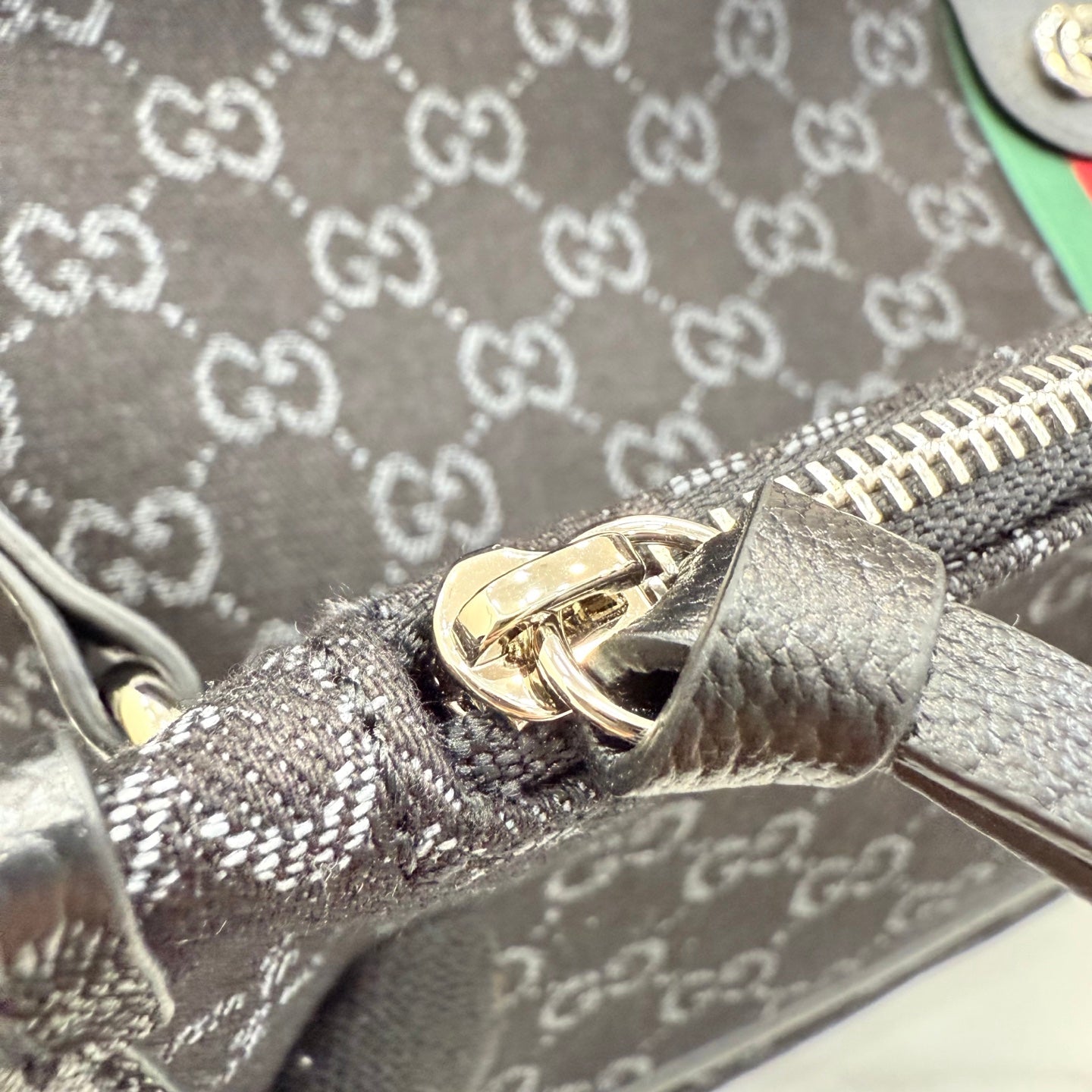 Gucci Black Nylon Double G Quilted Handbag