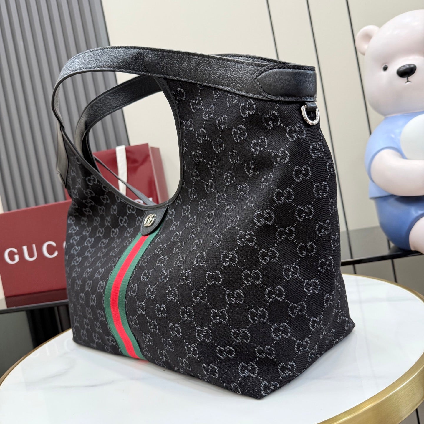 Gucci Black Nylon Double G Quilted Handbag