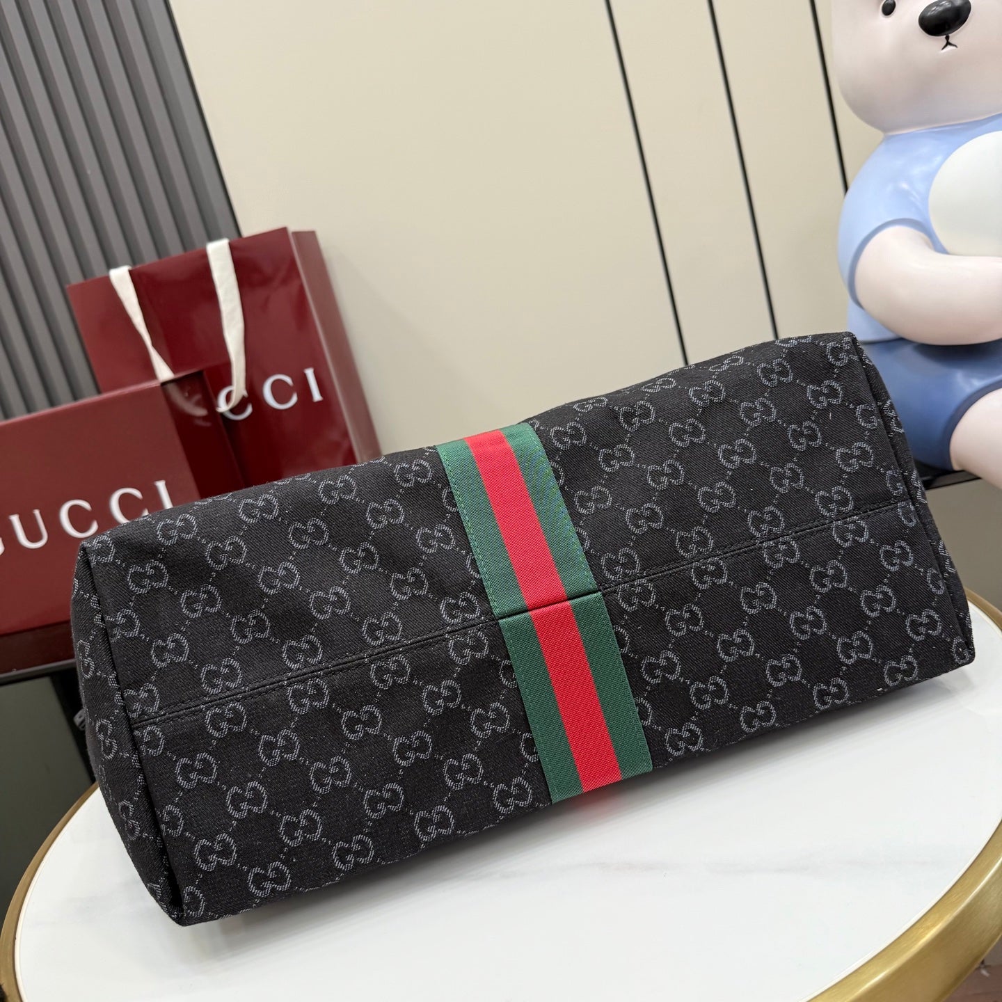 Gucci Black Nylon Double G Quilted Handbag