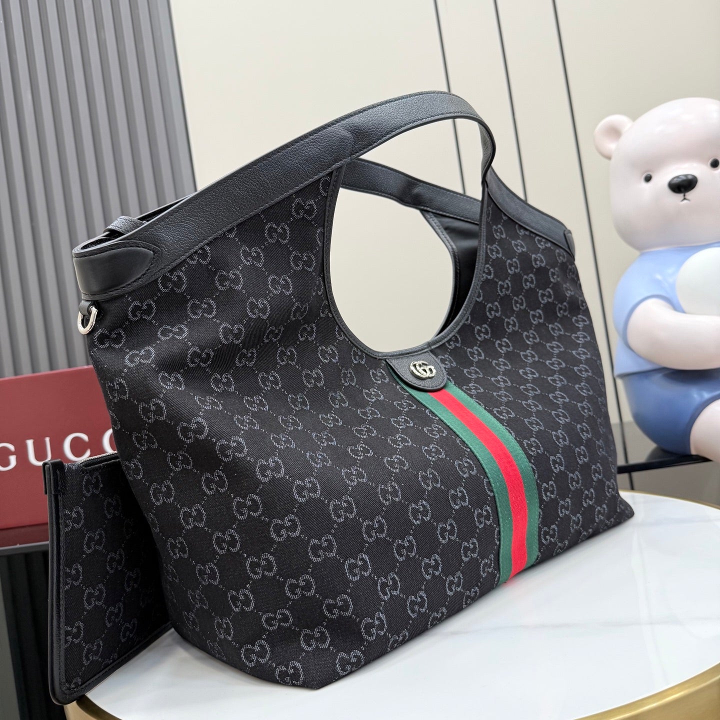 Gucci Black Nylon Double G Quilted Handbag