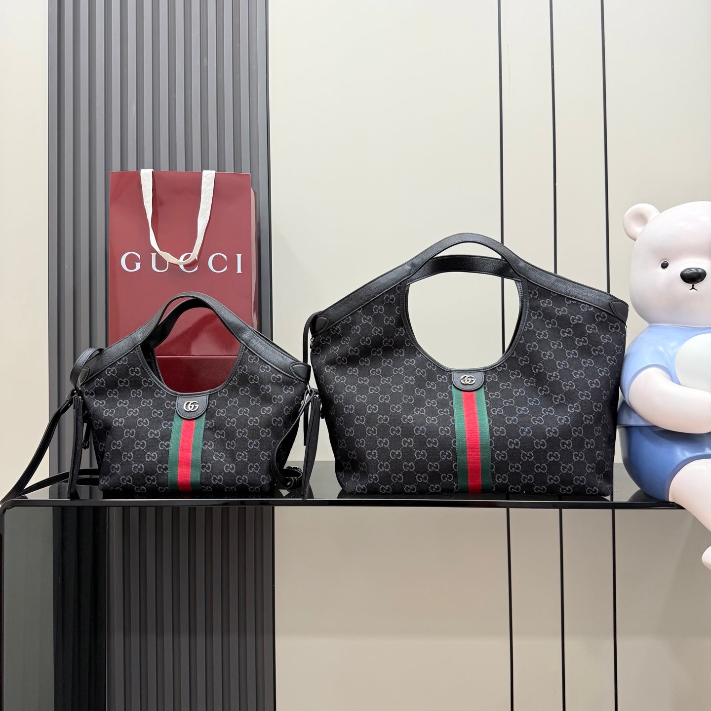 Gucci Black Leather Tote Bag
