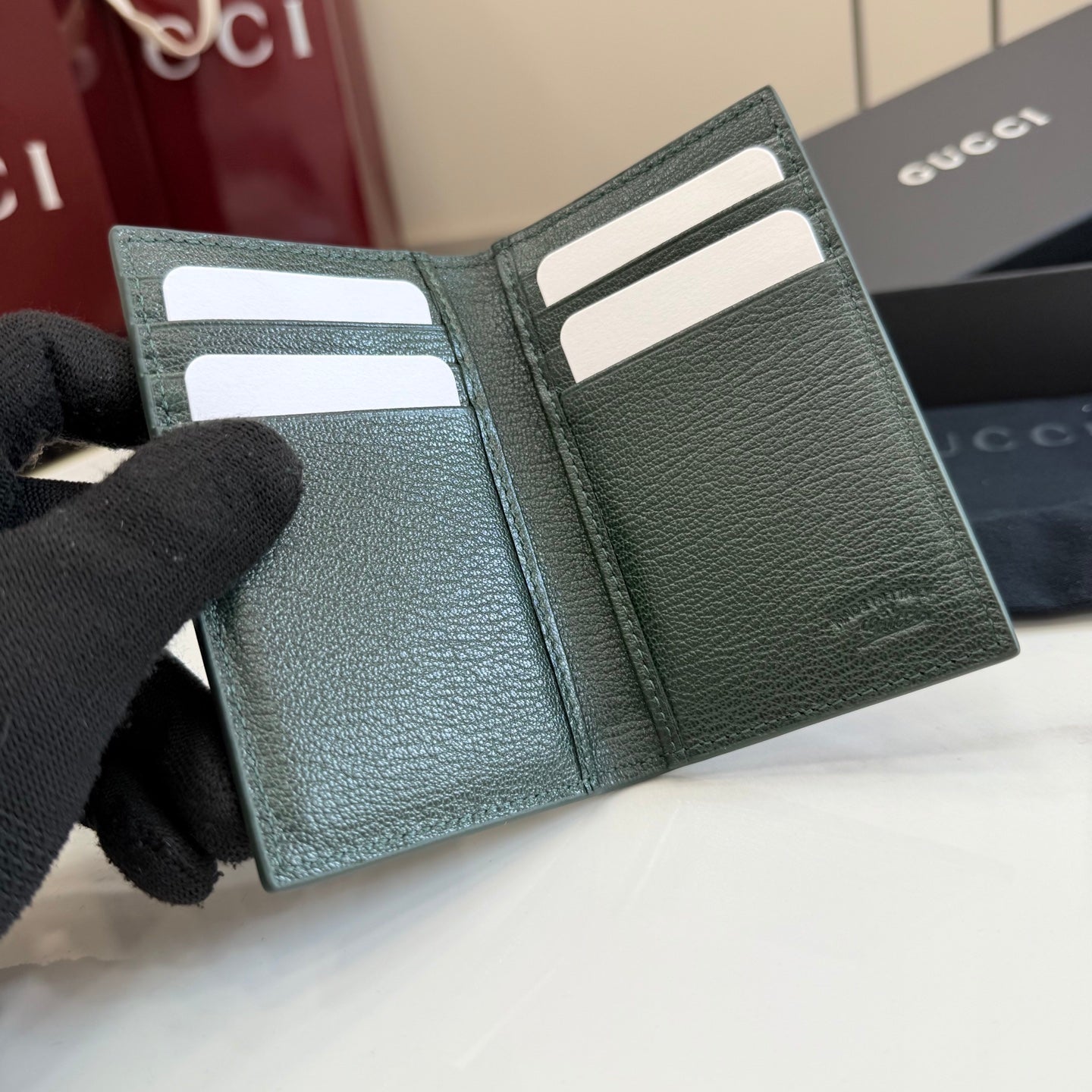 Gucci Green Leather Card Holder