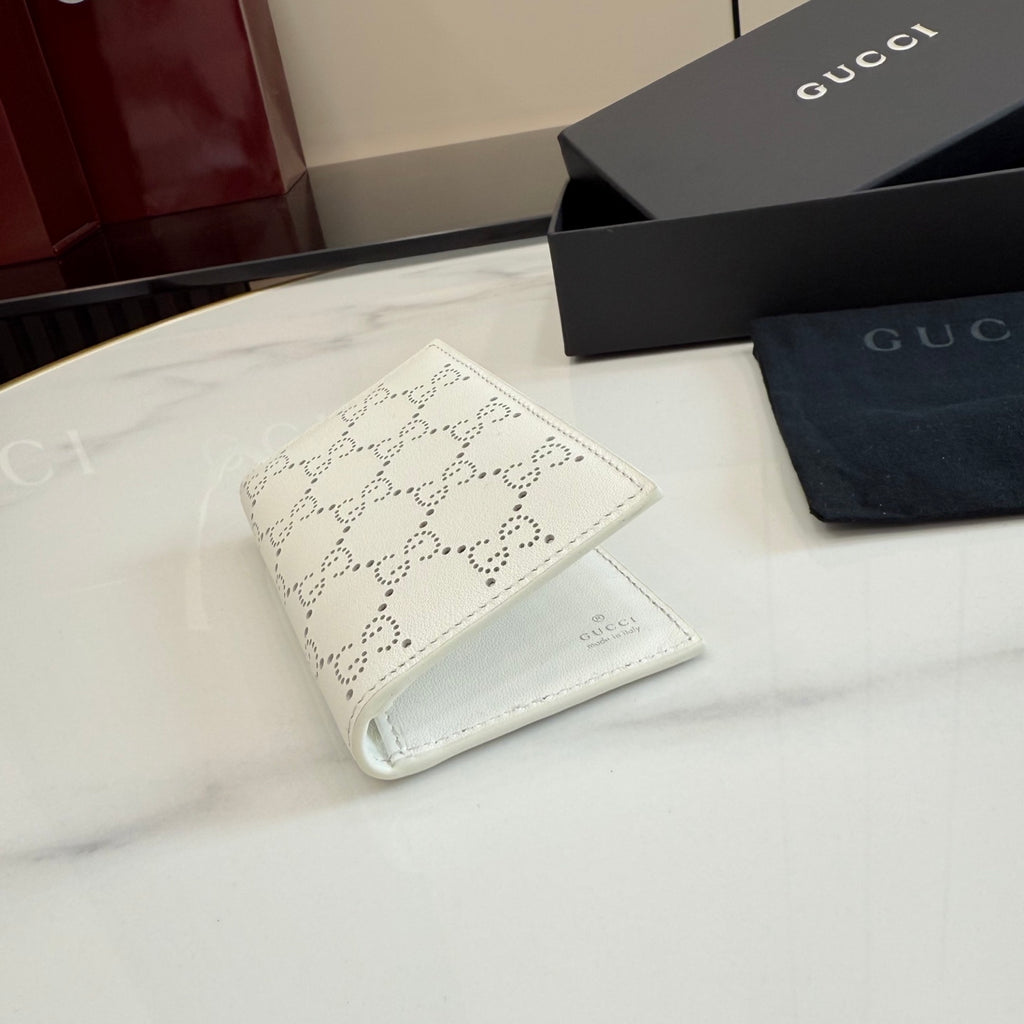 Gucci White Leather Openwork Clutch