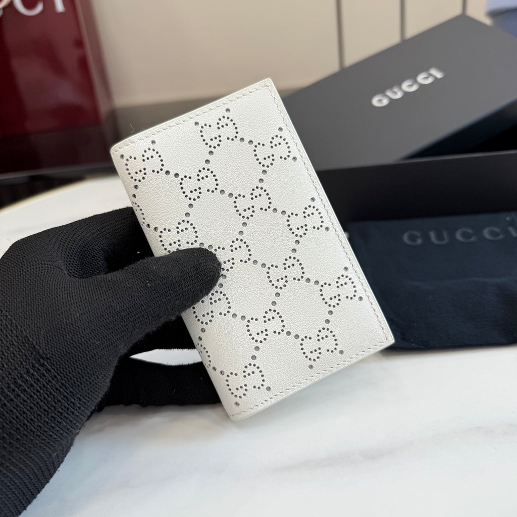 Gucci White Leather Openwork Clutch