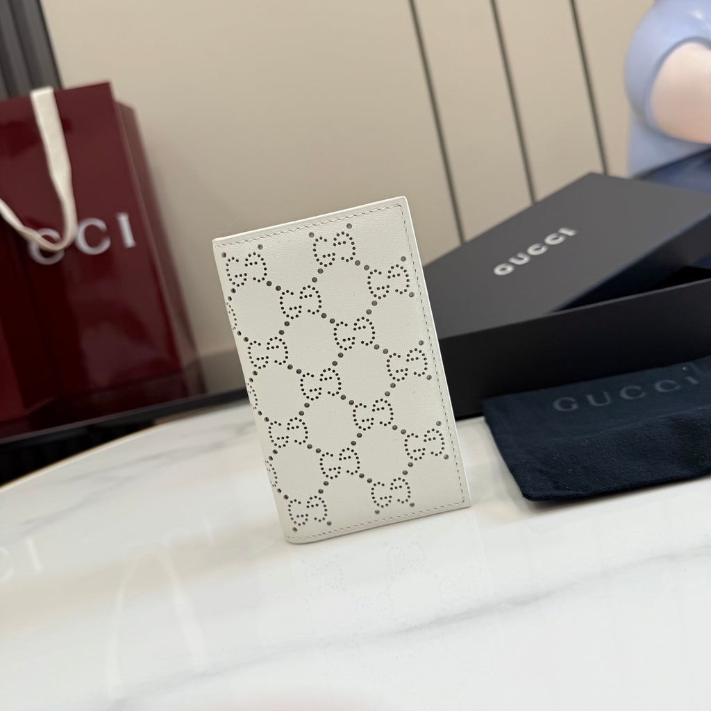 Gucci White Leather Openwork Clutch