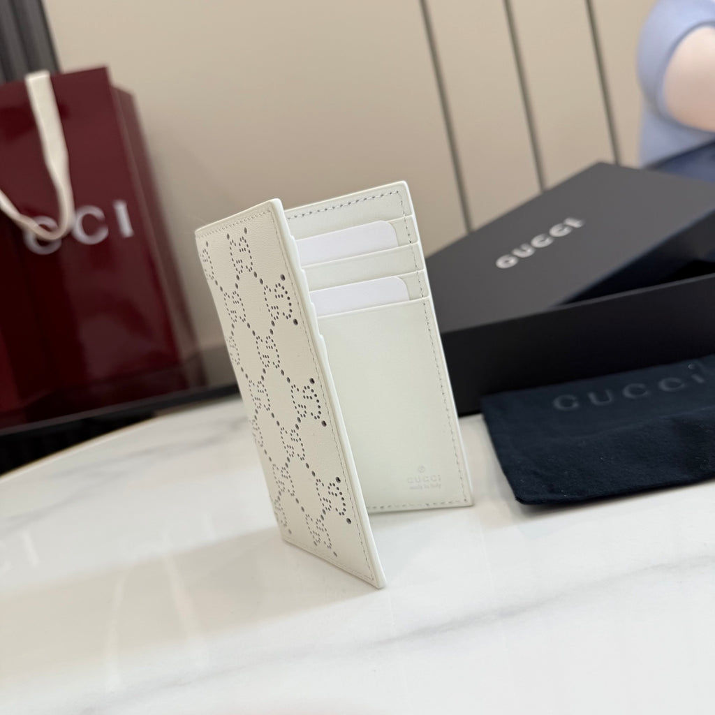 Gucci White Leather Openwork Clutch