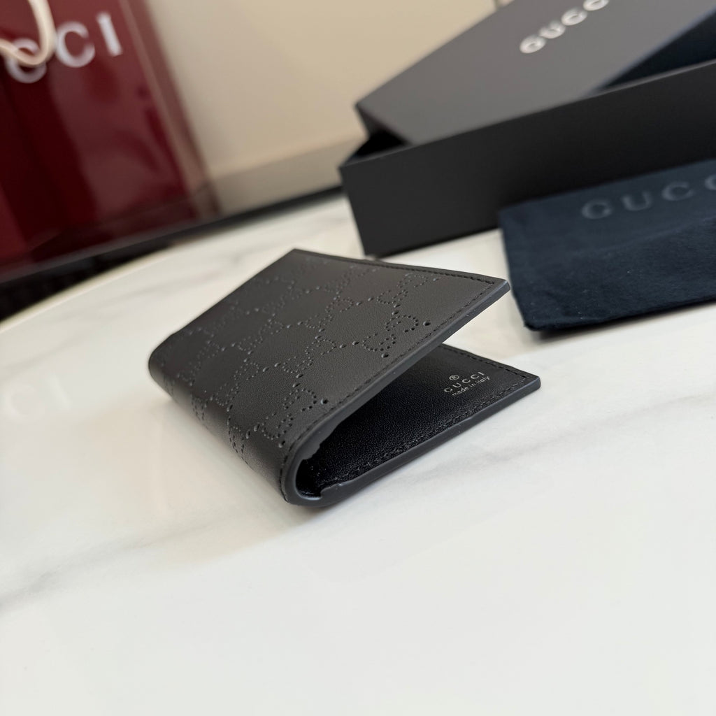 Gucci Black Leather Openwork Card Holder